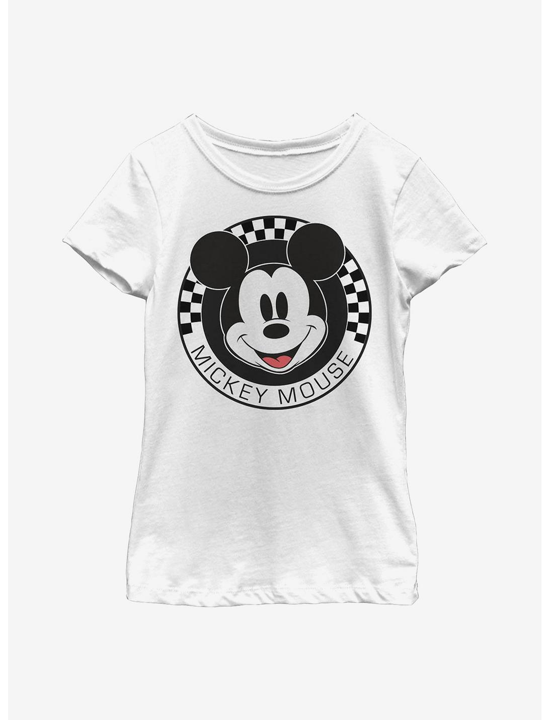 Disney Mickey Mouse Checkered Youth Girls T-Shirt, WHITE, hi-res