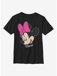 Disney Minnie Mouse Big Face Youth T-Shirt, BLACK, hi-res
