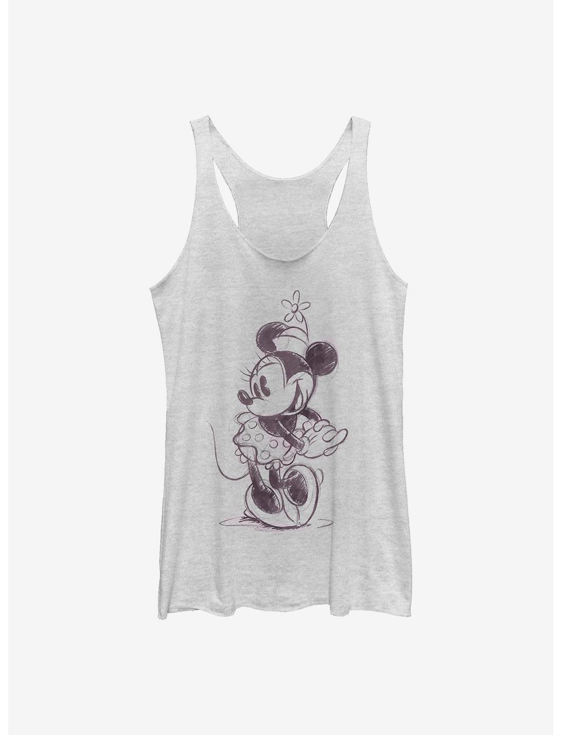 Disney Minnie Mouse Sketchy Minnie Womens Tank Top, WHITE HTR, hi-res