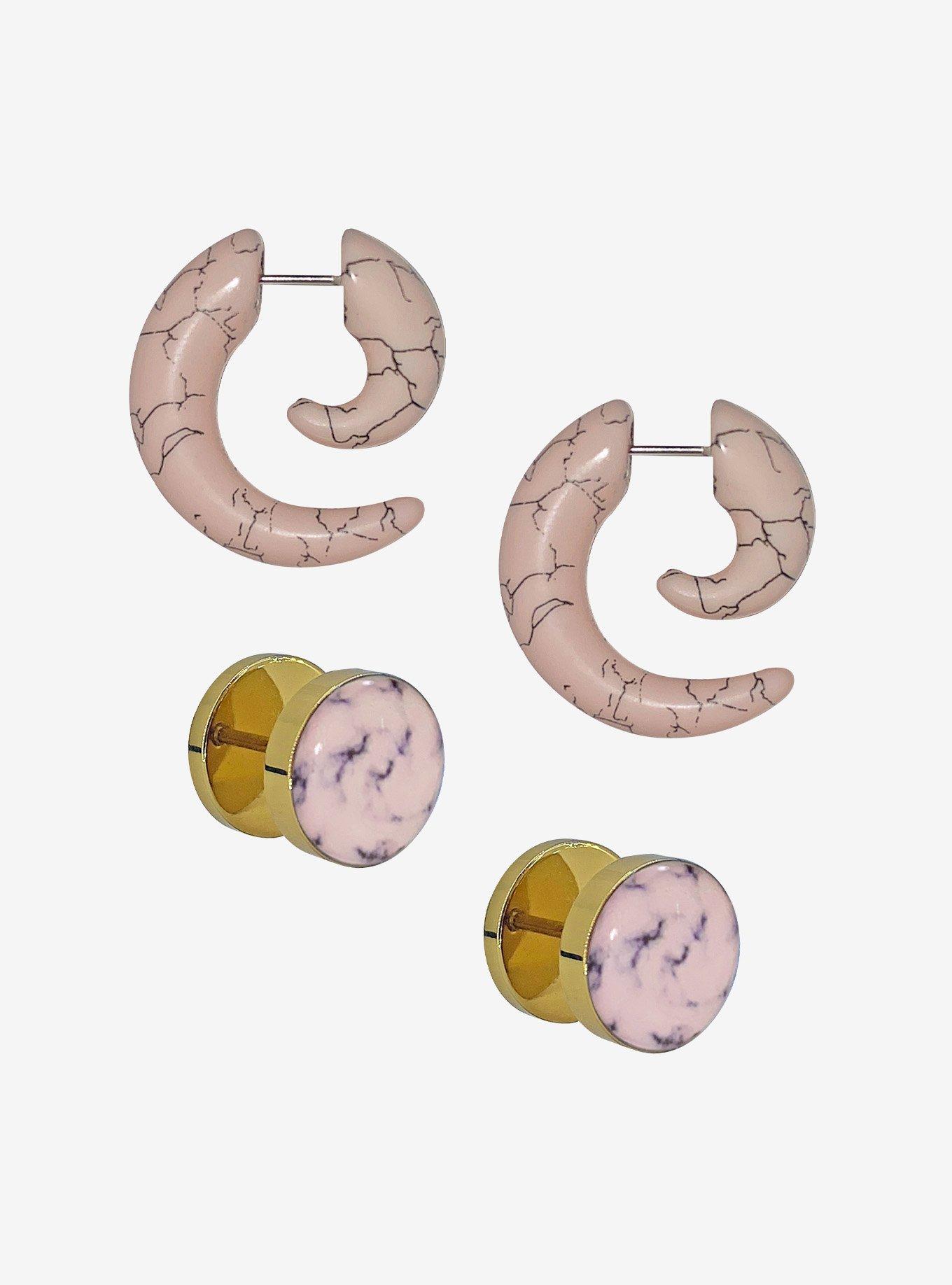 Rose Marble Faux Spiral Taper & Plug 4 Pack, , hi-res