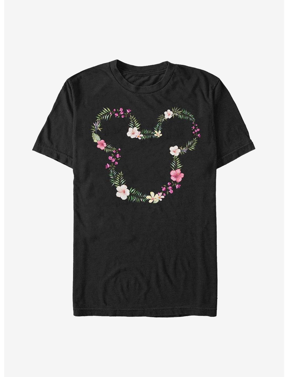Disney Mickey Mouse Floral Mickey T-Shirt, BLACK, hi-res