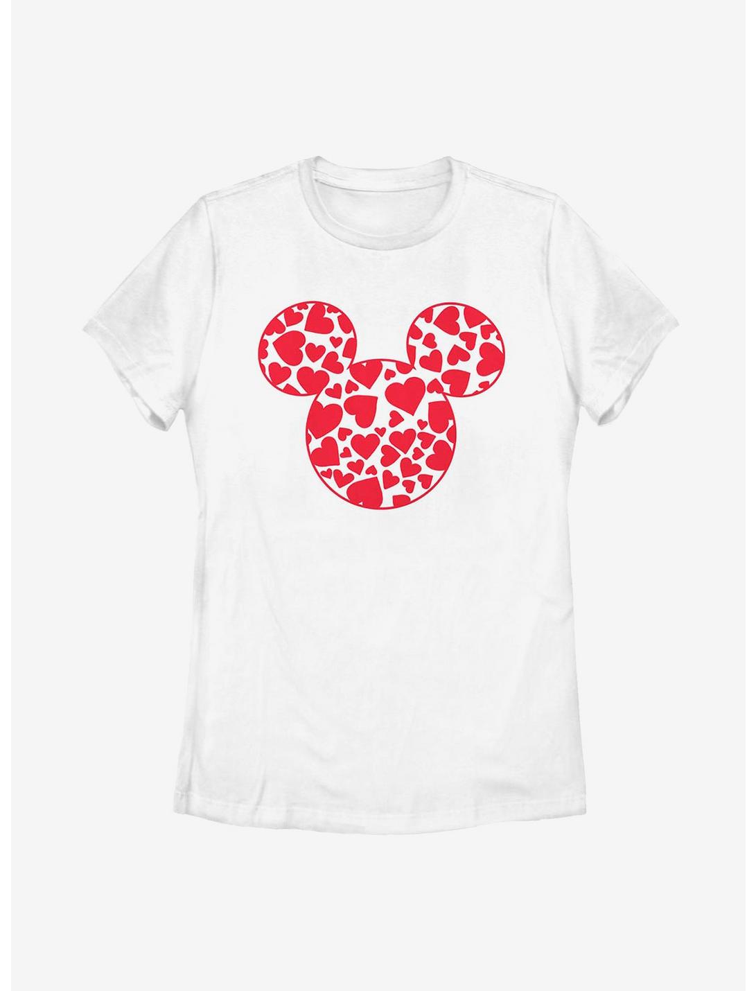 Disney Mickey Mouse Hearts Fill Womens T-Shirt, WHITE, hi-res