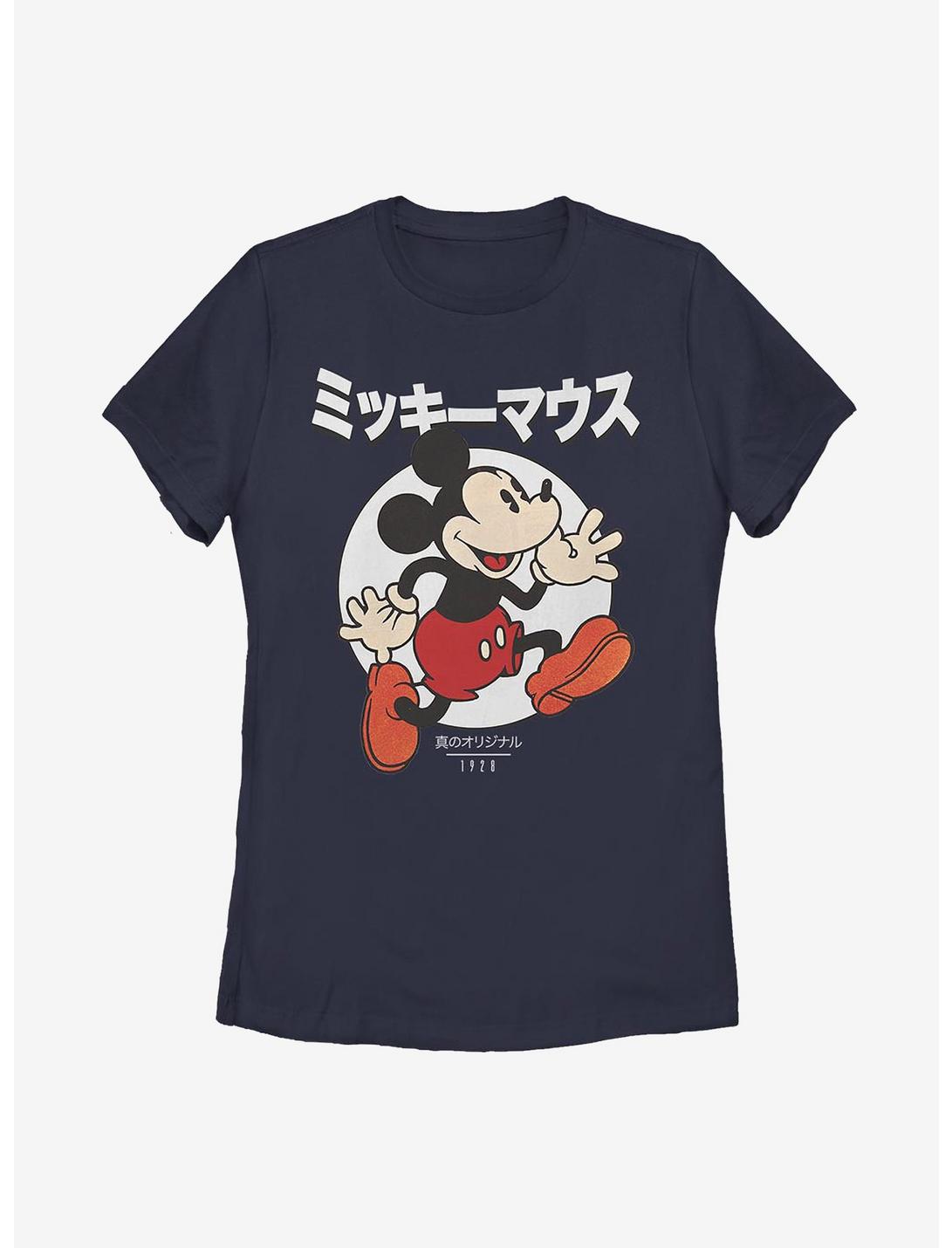 Disney Mickey Mouse Japanese Text Womens T-Shirt, NAVY, hi-res
