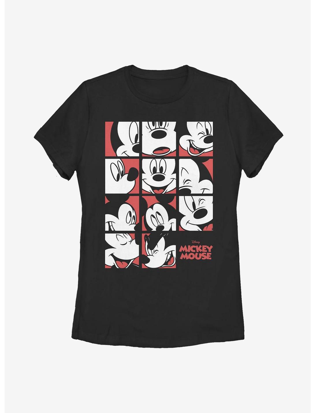 Disney Mickey Mouse Expression Grid Womens T-Shirt, BLACK, hi-res
