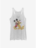 Disney Mickey Mouse And Pluto Womens Tank Top, WHITE HTR, hi-res