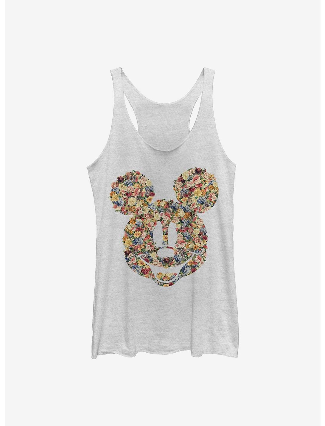 Disney Mickey Mouse Floral Mickey Womens Tank Top, WHITE HTR, hi-res