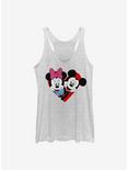 Disney Mickey Mouse Minnie Heart Womens Tank Top, WHITE HTR, hi-res