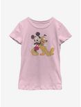 Disney Mickey Mouse And Pluto Youth Girls T-Shirt, PINK, hi-res