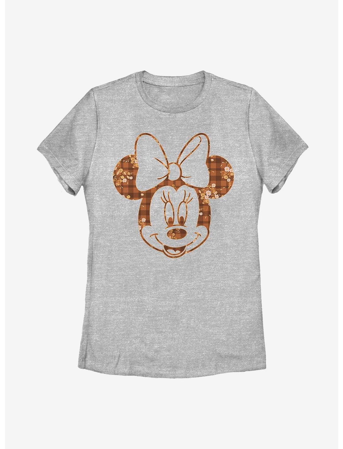 Disney Minnie Mouse Fall Floral Plaid Minnie Womens T-Shirt, ATH HTR, hi-res