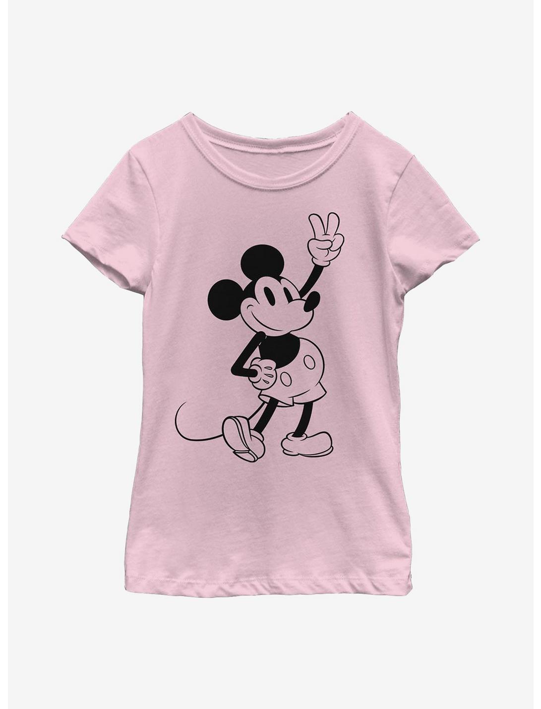 Disney Mickey Mouse Simple Mickey Outline Youth Girls T-Shirt, PINK, hi-res