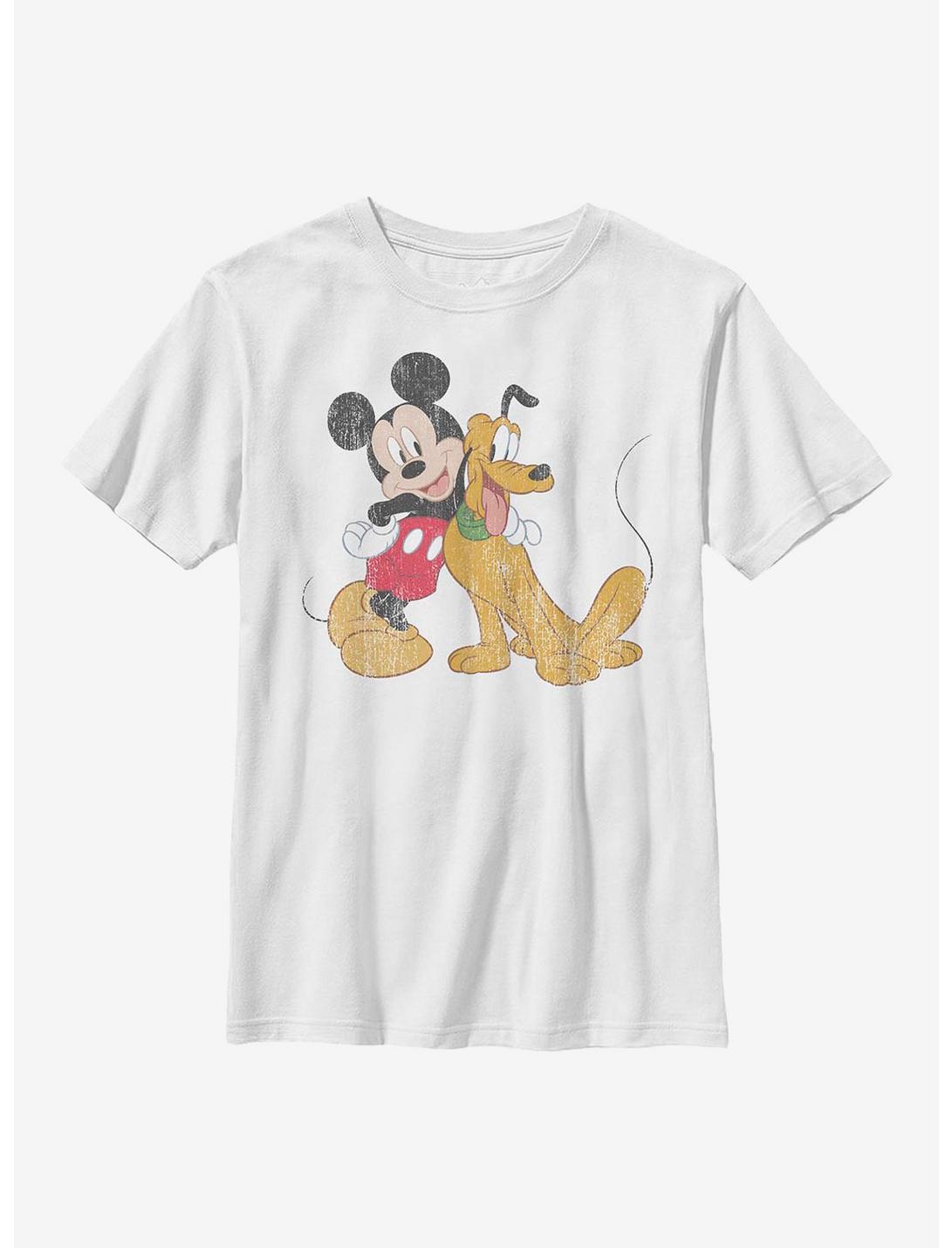 Disney Mickey Mouse And Pluto Youth T-Shirt, WHITE, hi-res
