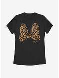 Disney Minnie Mouse Animal Print Bow Womens T-Shirt, BLACK, hi-res