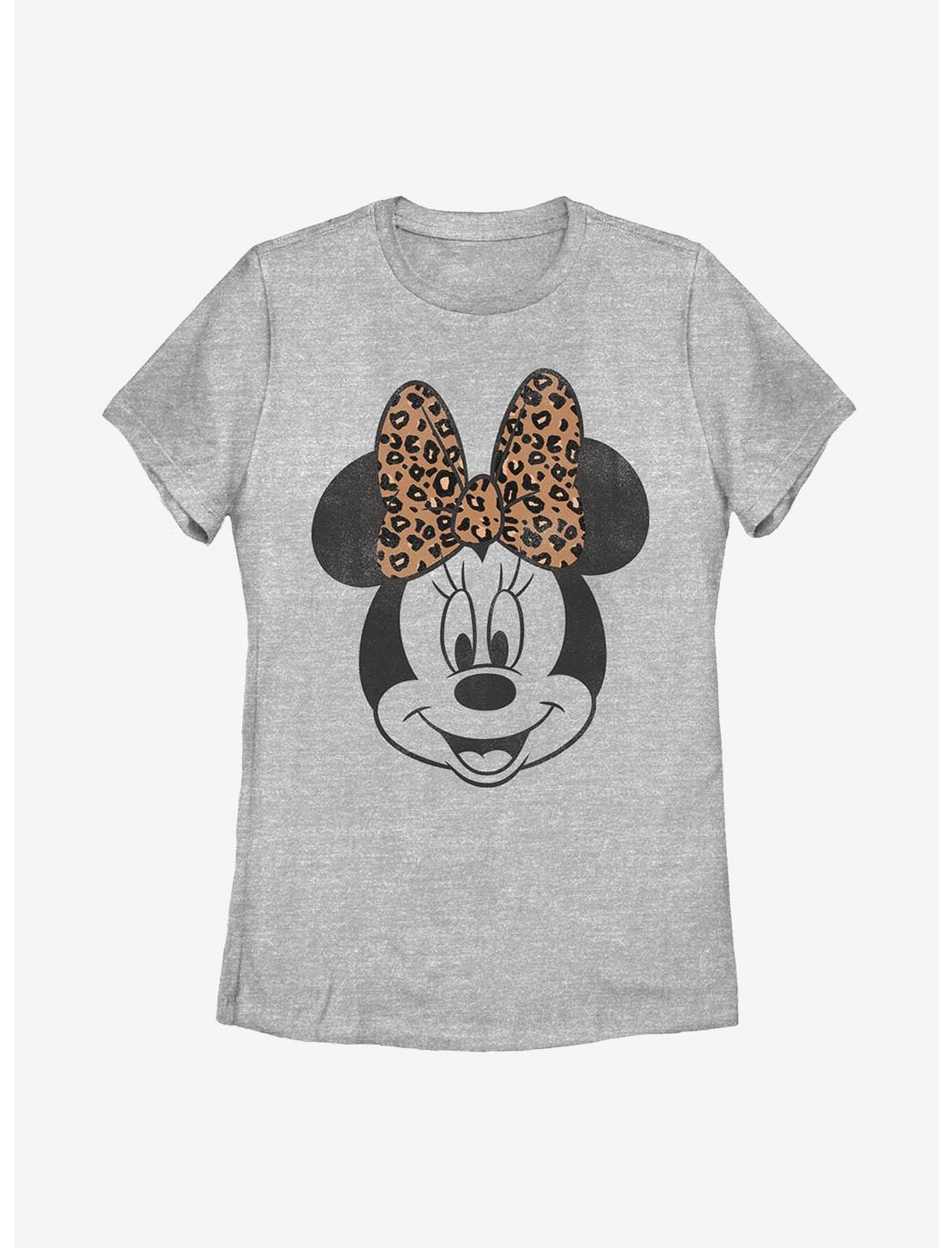 Disney Minnie Mouse Modern Minnie Face Leopard Womens T-Shirt, ATH HTR, hi-res