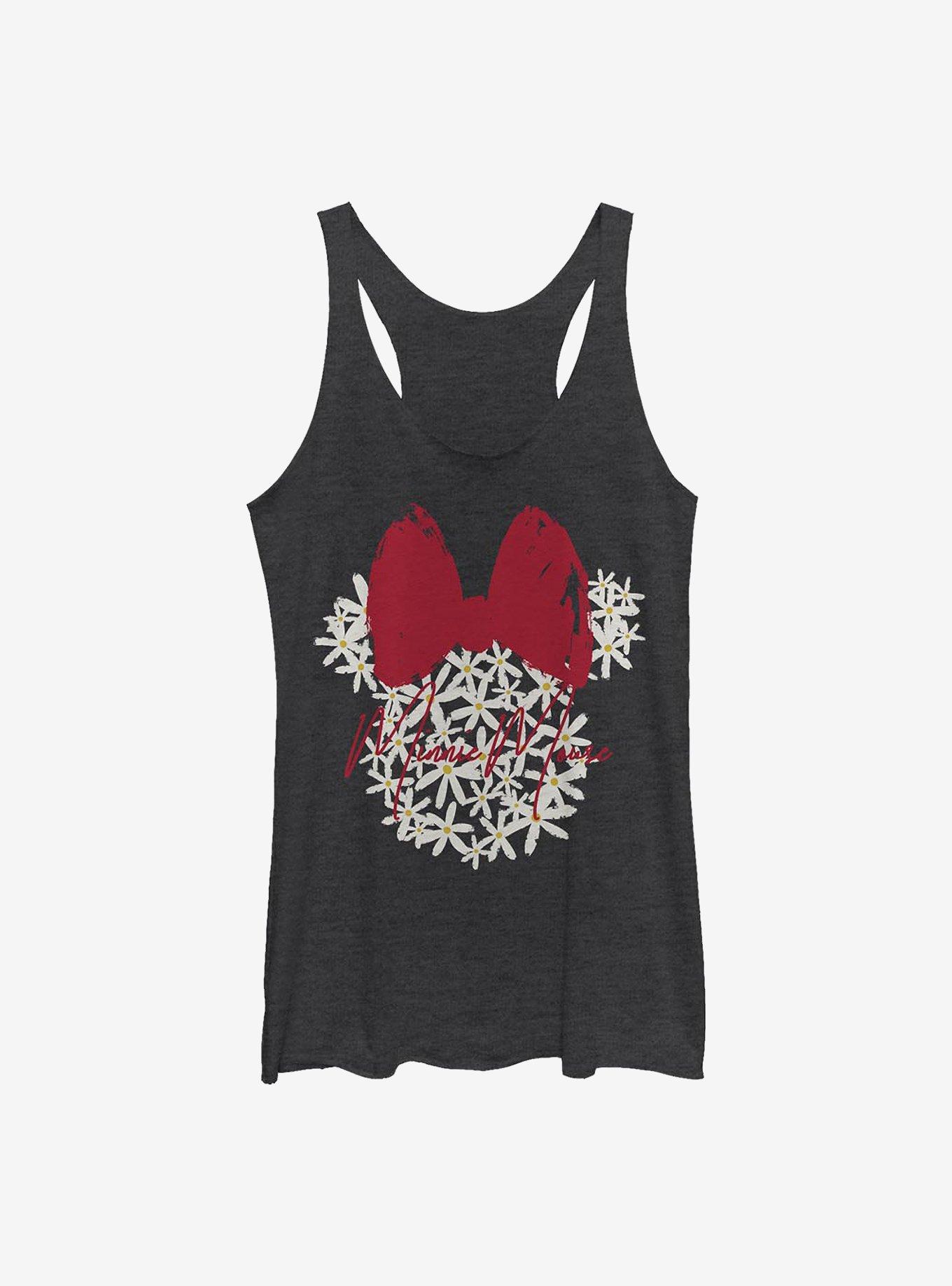 Disney Minnie Mouse Floral Minnie Womens Tank Top - BLACK