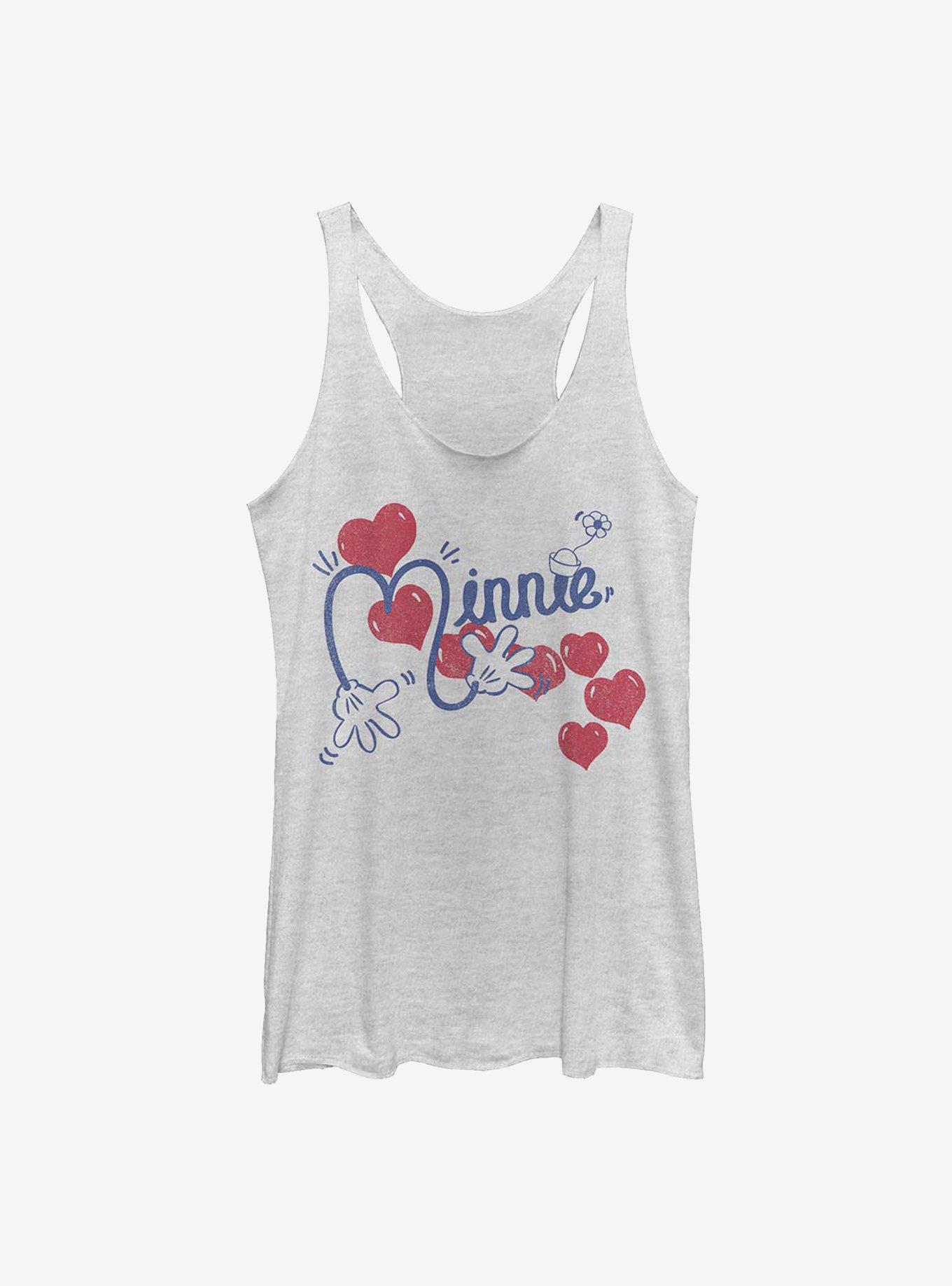 Disney Minnie Mouse Hearts Script Womens Tank Top, , hi-res