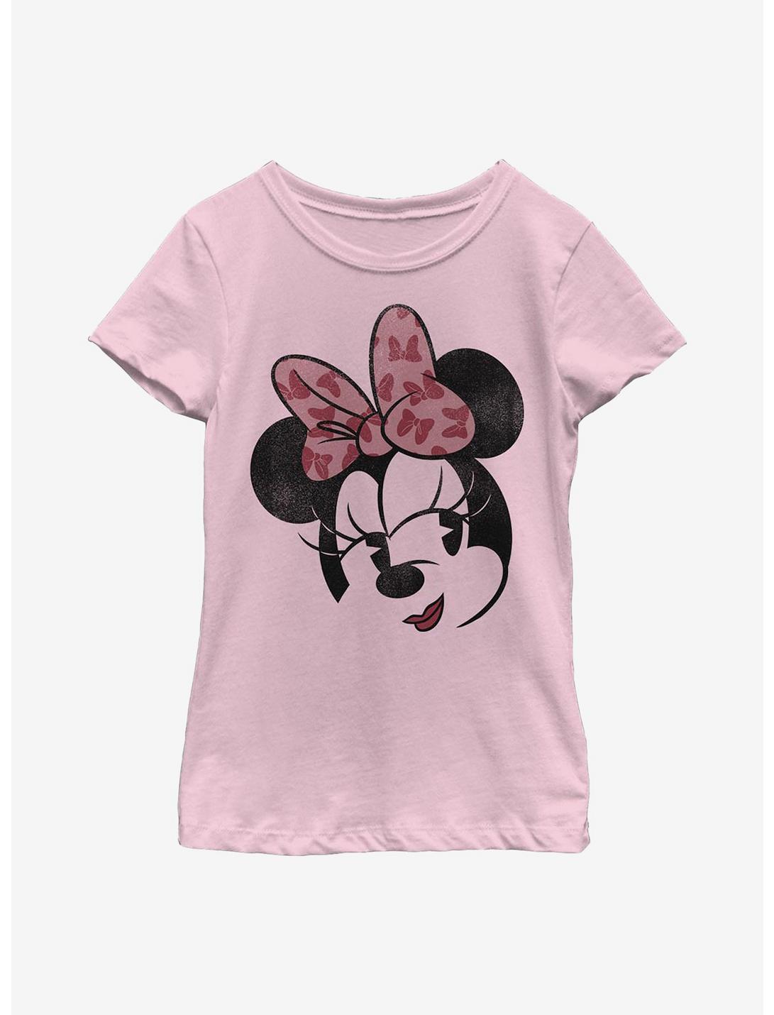Disney Minnie Mouse Face Youth Girls T-Shirt, PINK, hi-res
