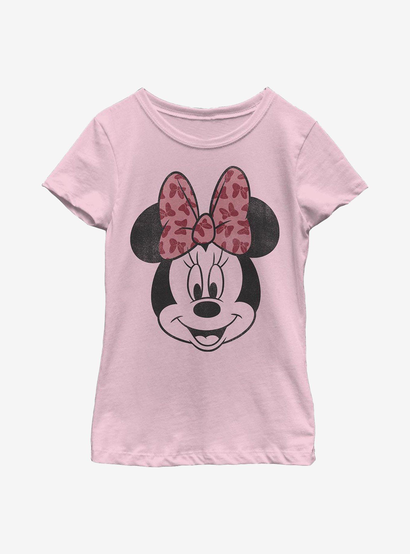 Disney Minnie Mouse Modern Minnie Face Youth Girls T-Shirt, PINK, hi-res