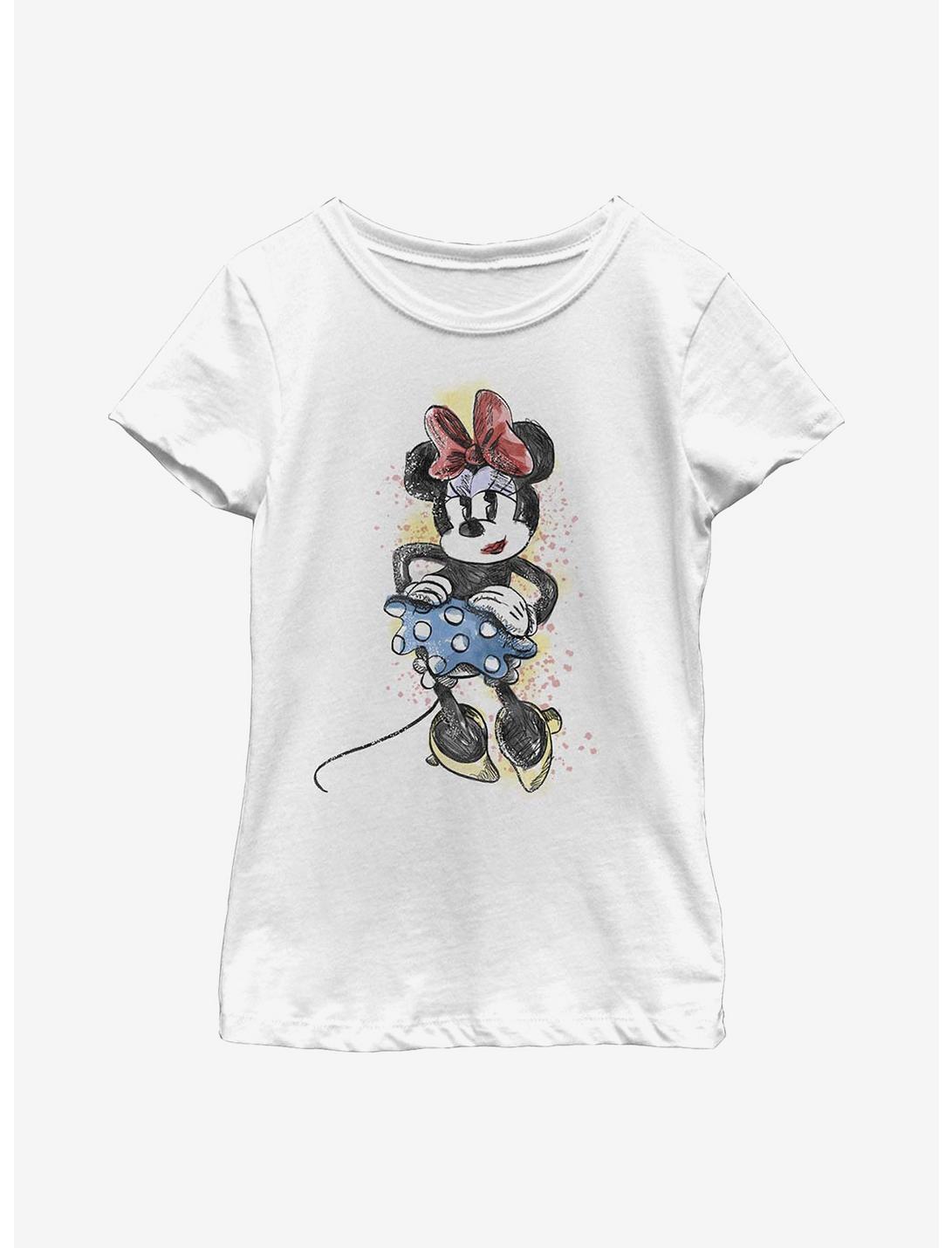 Disney Minnie Mouse Artsy Minnie Youth Girls T-Shirt, WHITE, hi-res