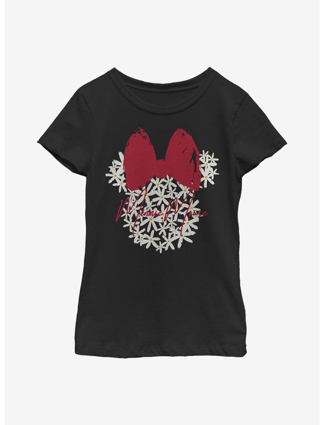 Disney Minnie Mouse Floral Minnie Youth Girls T-Shirt, BLACK, hi-res
