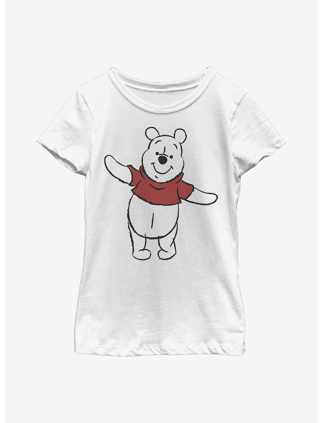 Disney Winnie The Pooh Basic Sketch Pooh Youth Girls T-Shirt, WHITE, hi-res