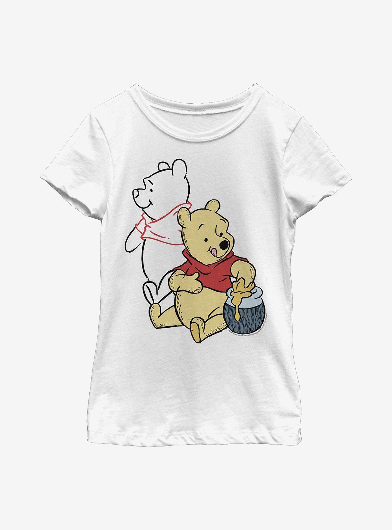 Disney Winnie The Pooh Line Art Youth Girls T-Shirt, , hi-res