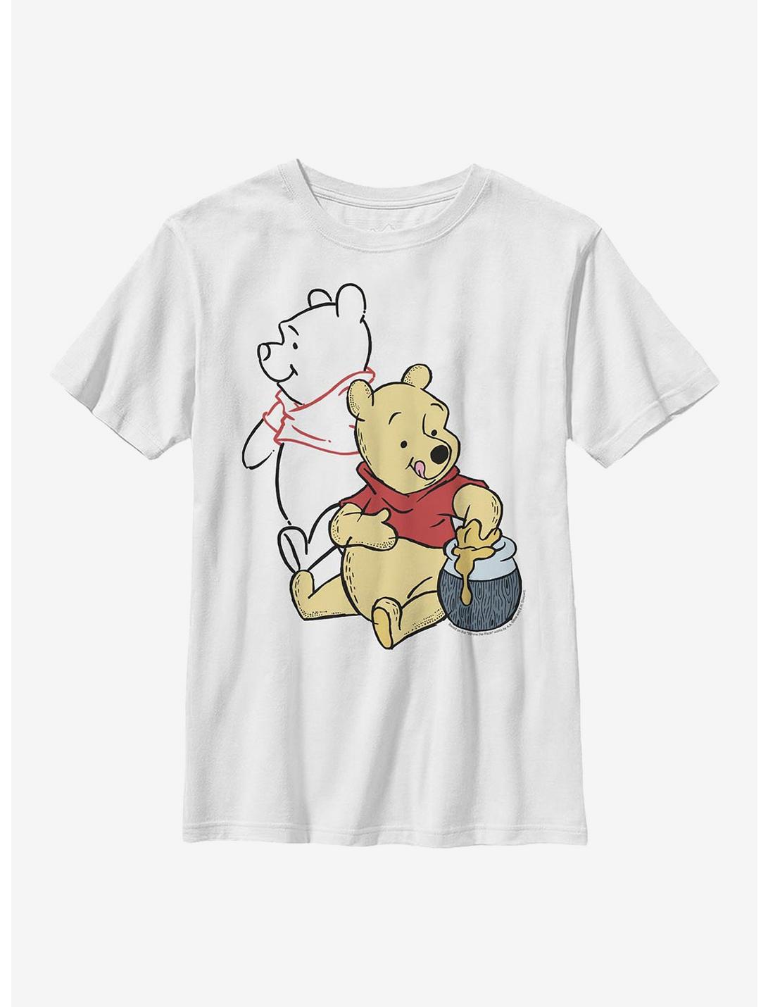 Disney Winnie The Pooh Line Art Youth T-Shirt, WHITE, hi-res