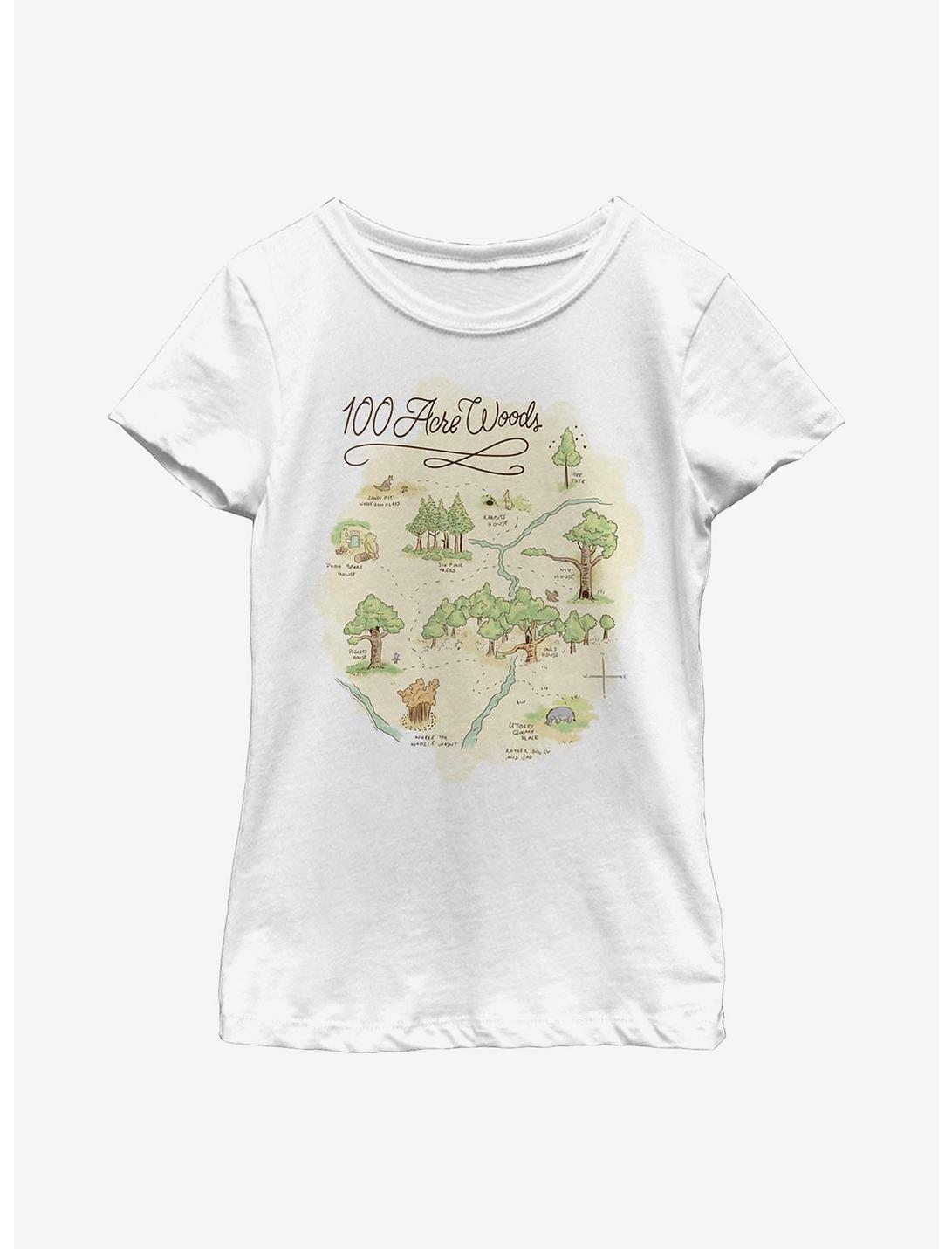 Disney Winnie The Pooh 100 Acre Map Youth Girls T-Shirt, WHITE, hi-res