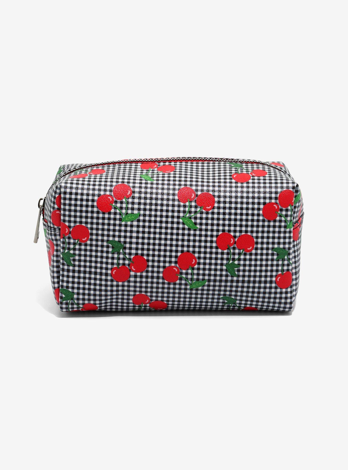 Cherry Gingham Makeup Bag, , hi-res