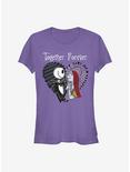 The Nightmare Before Christmas Jack & Sally Together Forever Girls T-Shirt, PURPLE, hi-res