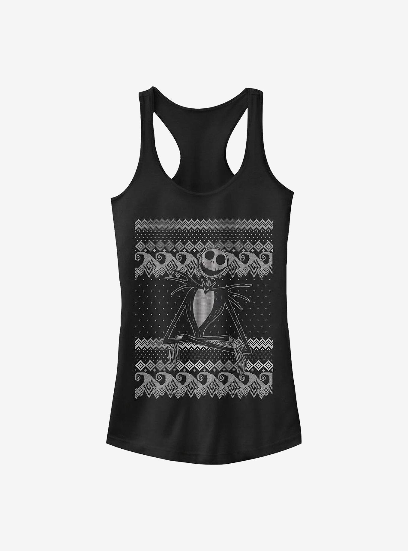 Disney The Nightmare Before Christmas Jack Intarsia Sweater Girls Tank, BLACK, hi-res