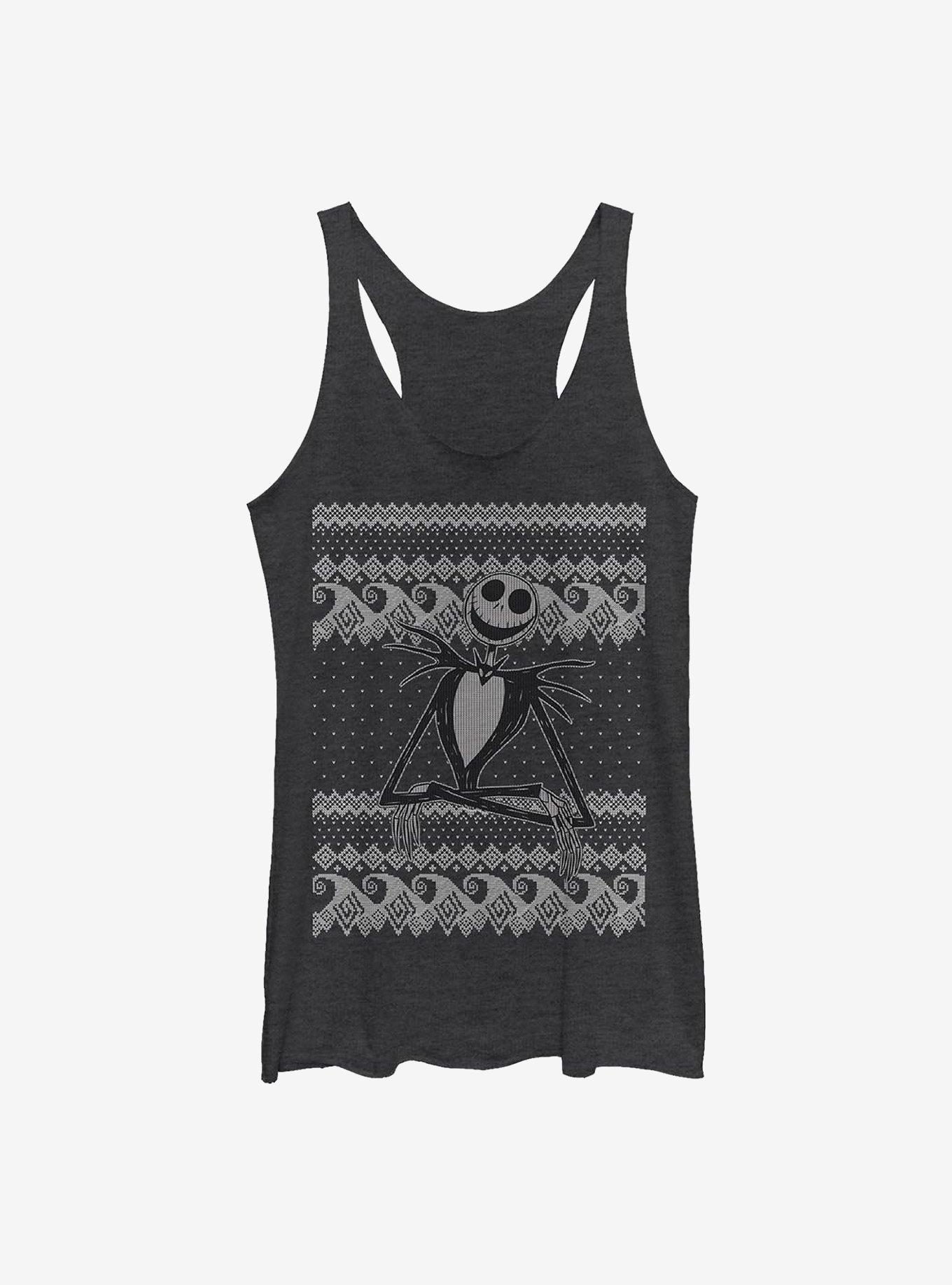 Disney The Nightmare Before Christmas Jack Intarsia Sweater Girls Tank, BLK HTR, hi-res
