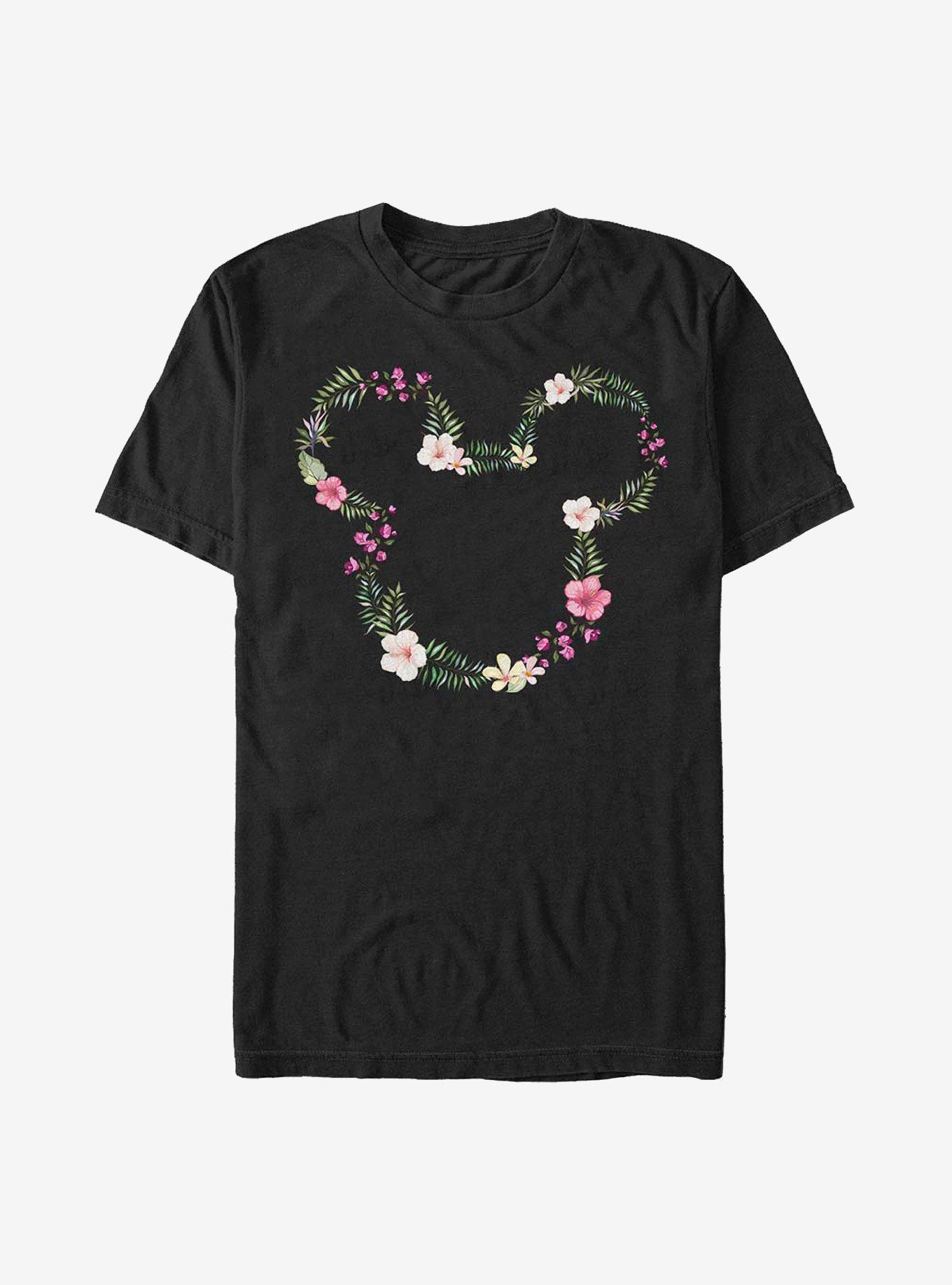 Disney Mickey Mouse Floral Mickey T-Shirt, BLACK, hi-res
