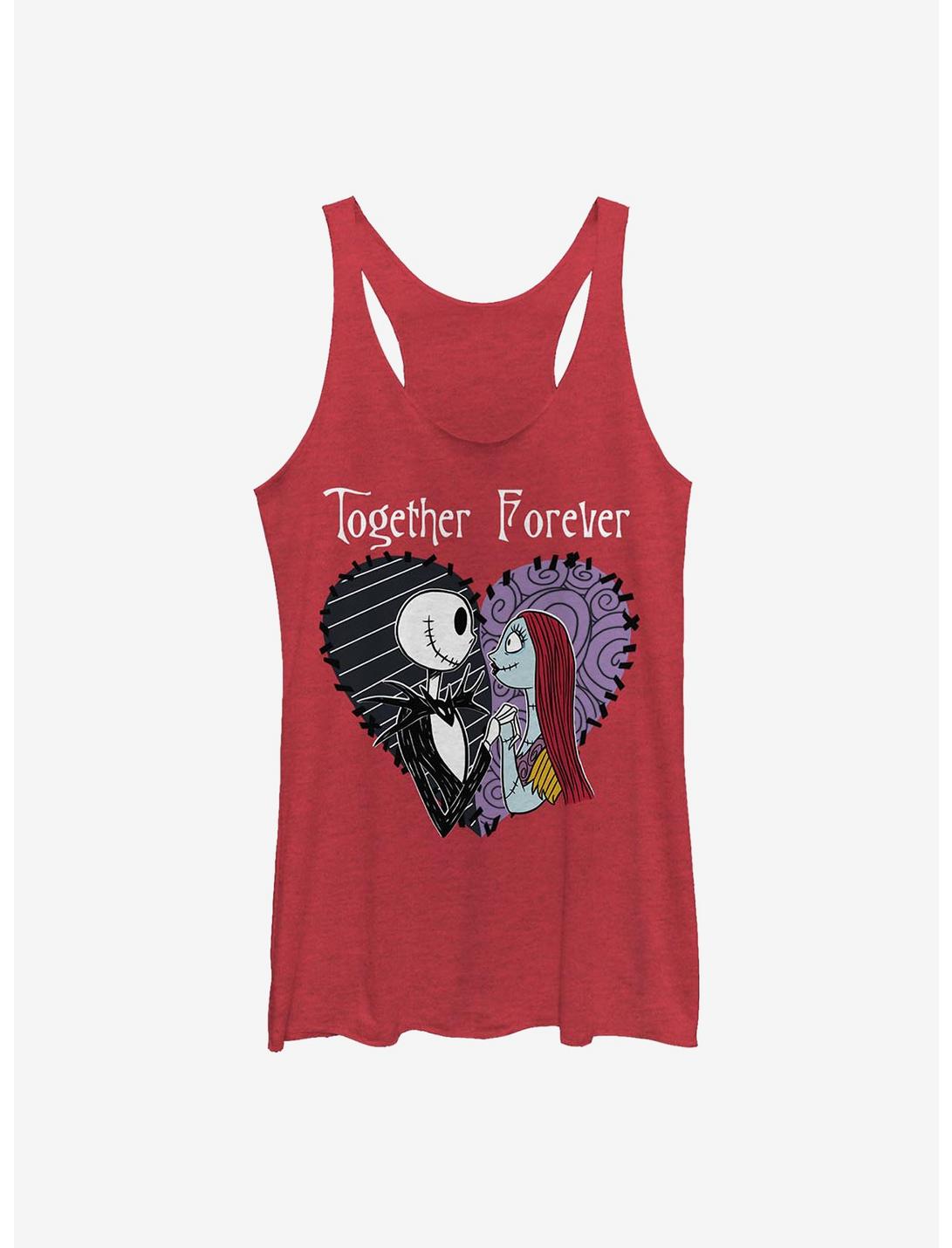 The Nightmare Before Christmas Jack & Sally Together Forever Girls Tank Top, RED HTR, hi-res
