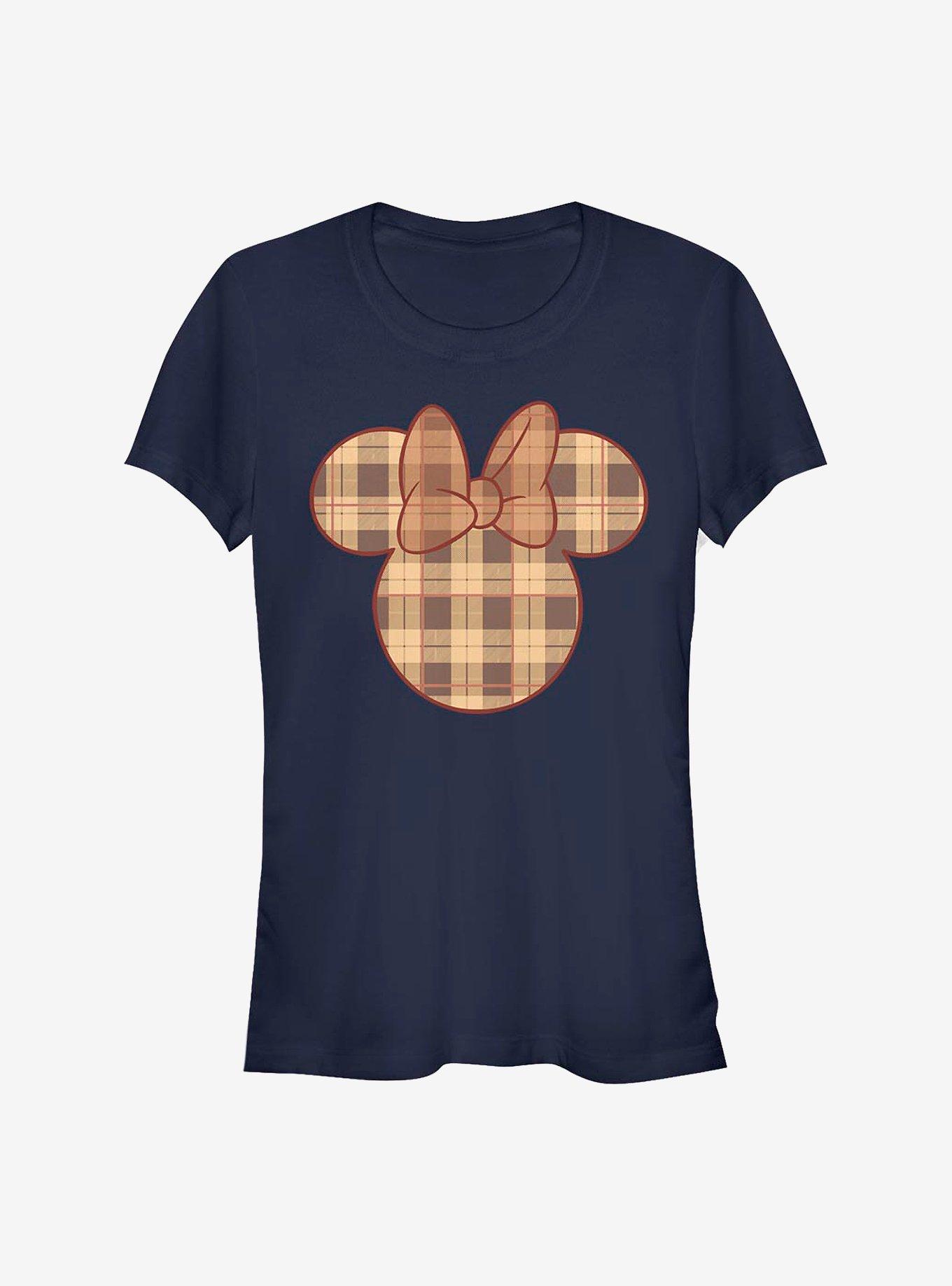 Disney Minnie Mouse Fall Plaid Minnie Girls T-Shirt, NAVY, hi-res