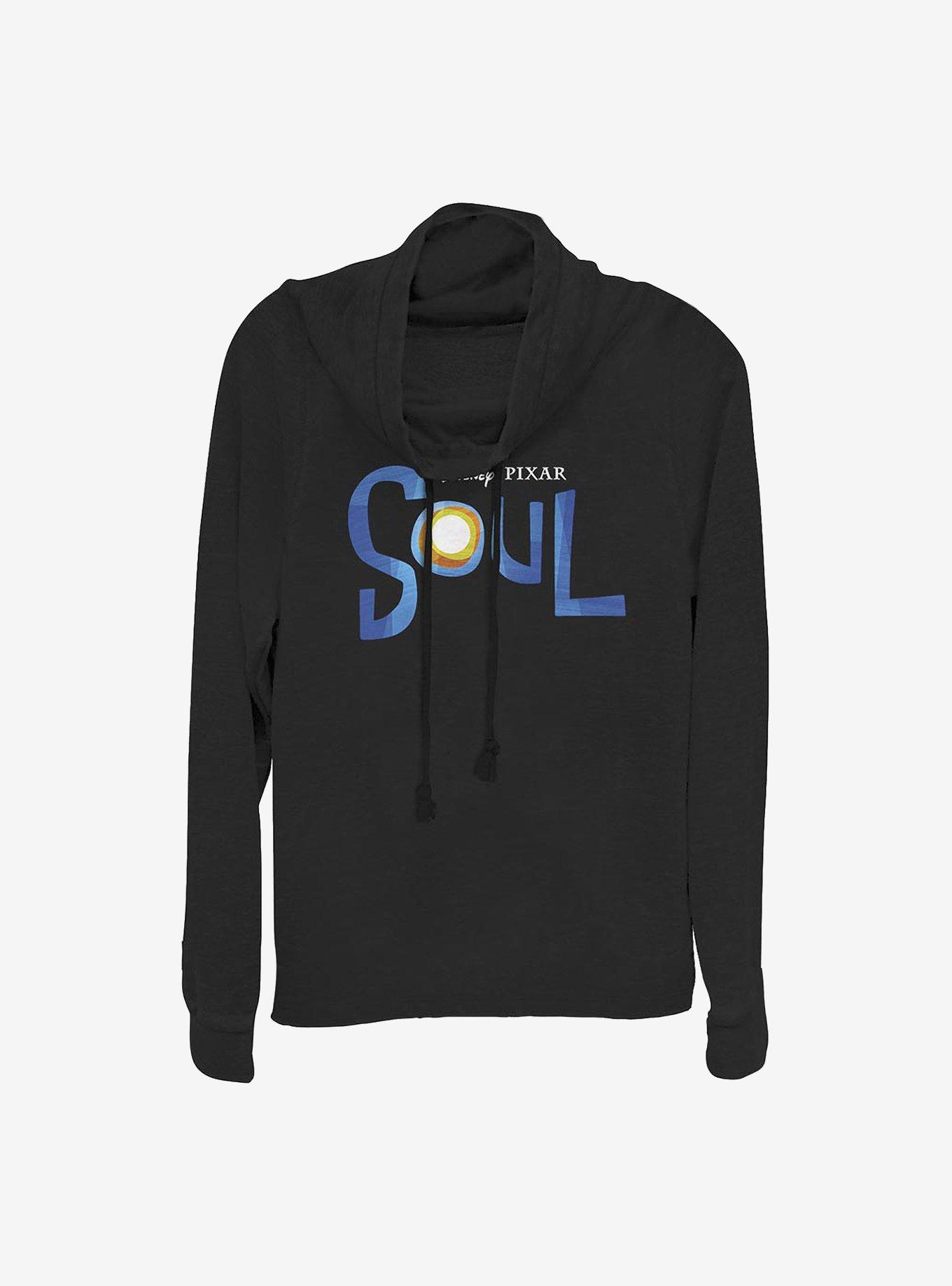 Disney Pixar Soul Movie Logo Cowlneck Long-Sleeve Girls Top, BLACK, hi-res