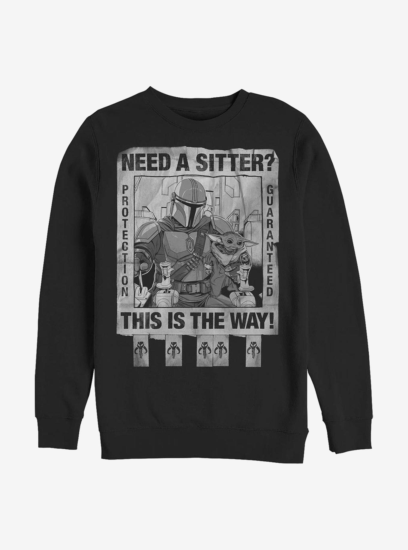 Star Wars The Mandalorian Protection Guaranteed Crew Sweatshirt, BLACK, hi-res