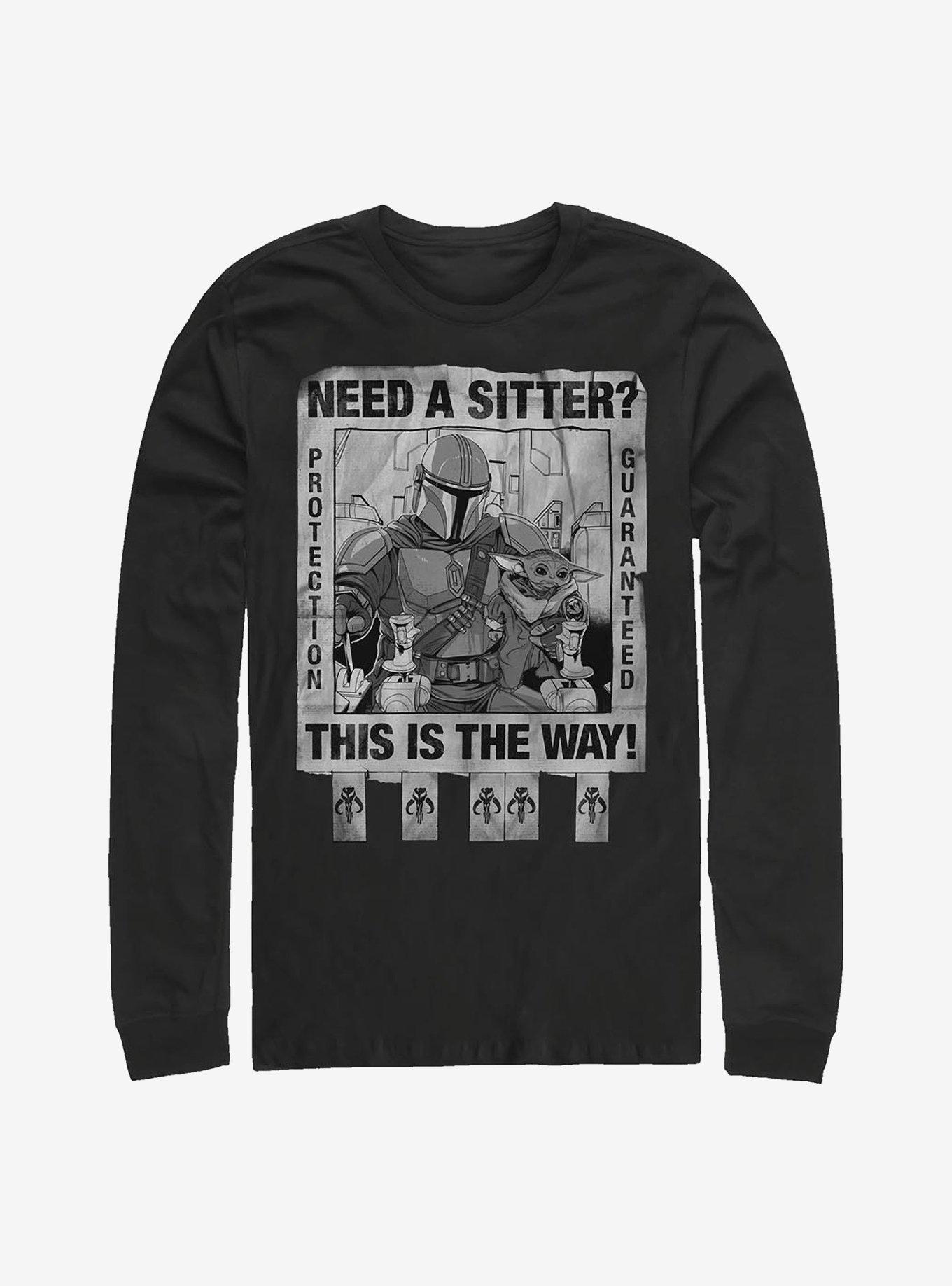 Star Wars The Mandalorian Protection Guaranteed Long-Sleeve T-Shirt, BLACK, hi-res