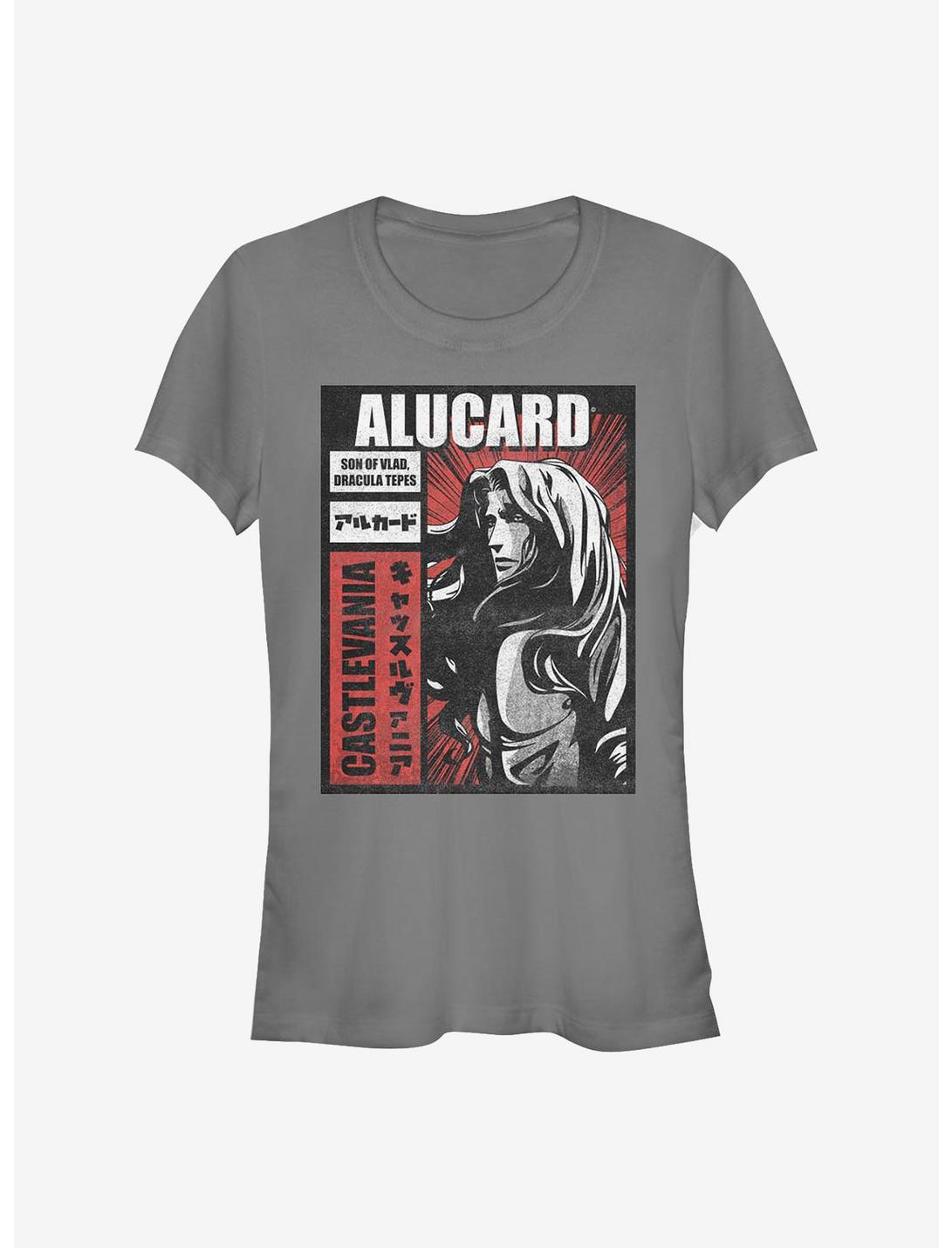 Castlevania Alucard Japanese Text Girls T-Shirt, CHARCOAL, hi-res