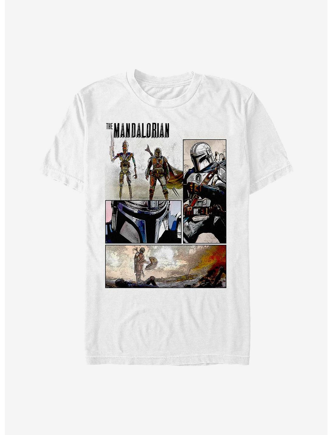 Star Wars The Mandalorian Comic Book Panel T-Shirt, WHITE, hi-res