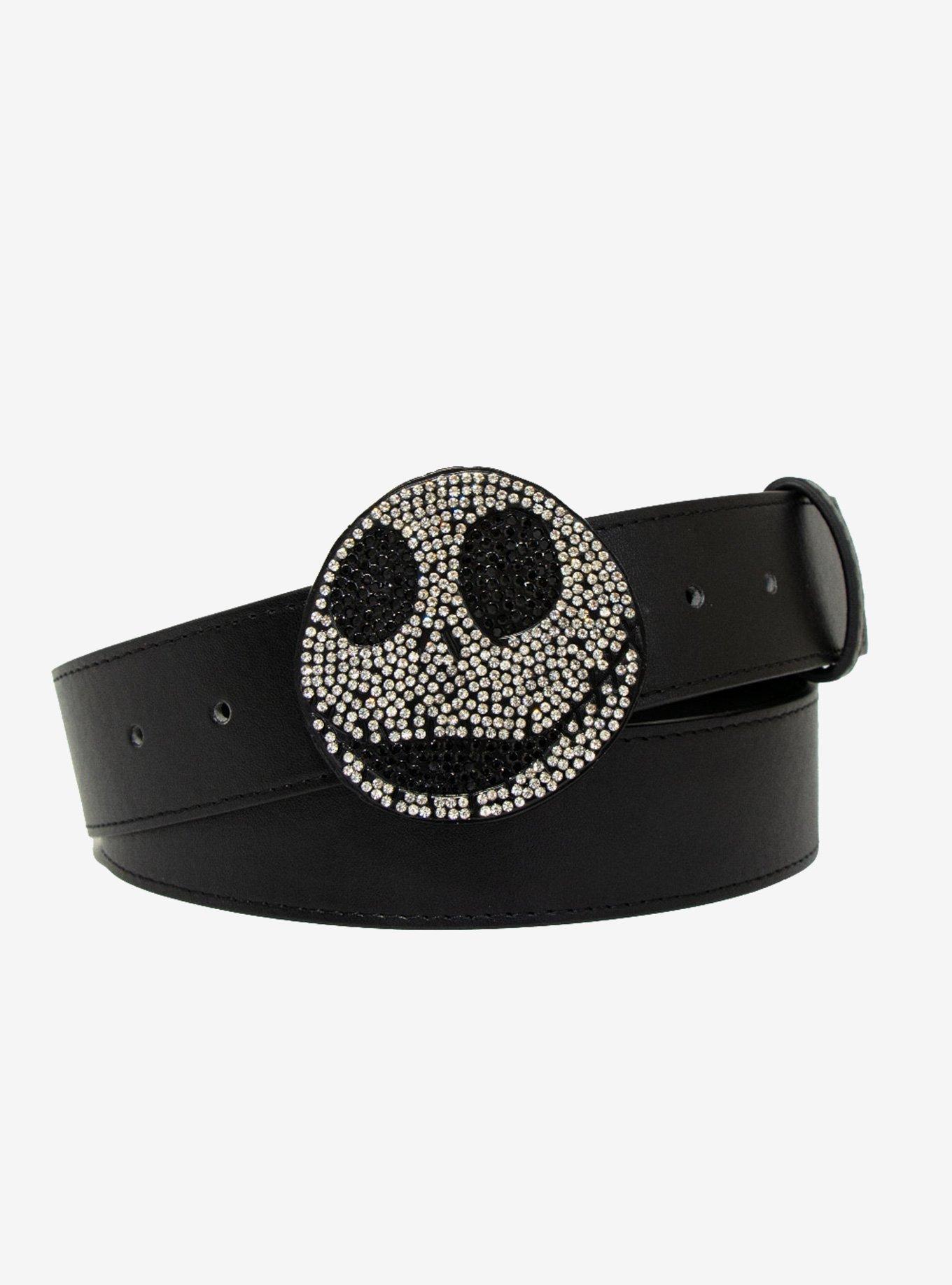 Nightmare Before Christmas Jack Rhinestone Vegan Leather Waist Belt, BLACK, hi-res