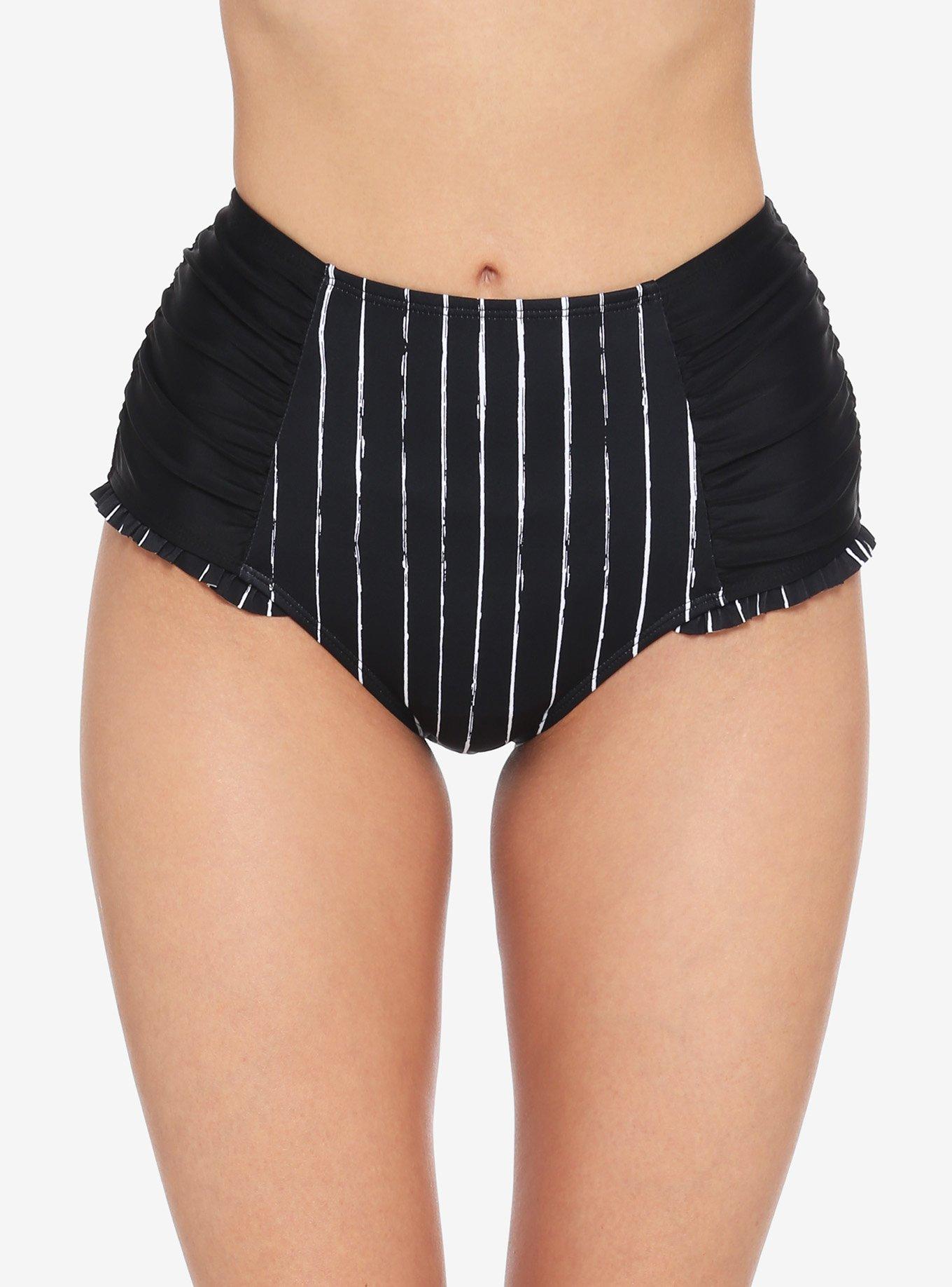 The Nightmare Before Christmas Jack Skellington High-Waisted Swim Bottoms, WHITE, hi-res