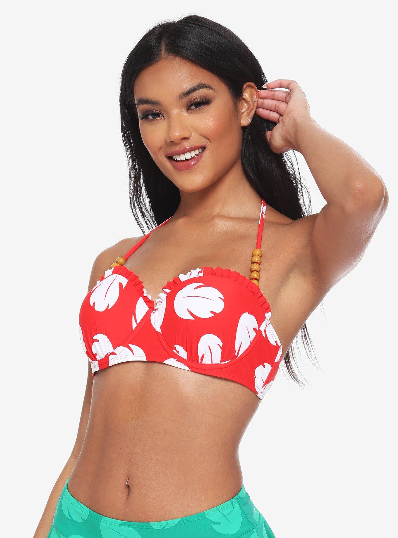 Disney Lilo Stitch Leaf Print Halter Swim Top