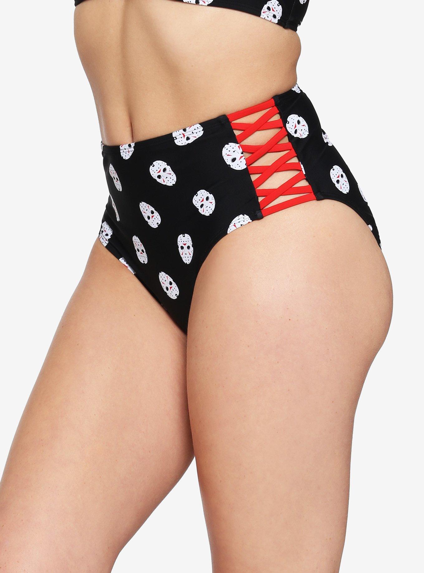 Friday The 13th Jason Mask High-Waisted Swim Bottoms, MULTI, hi-res