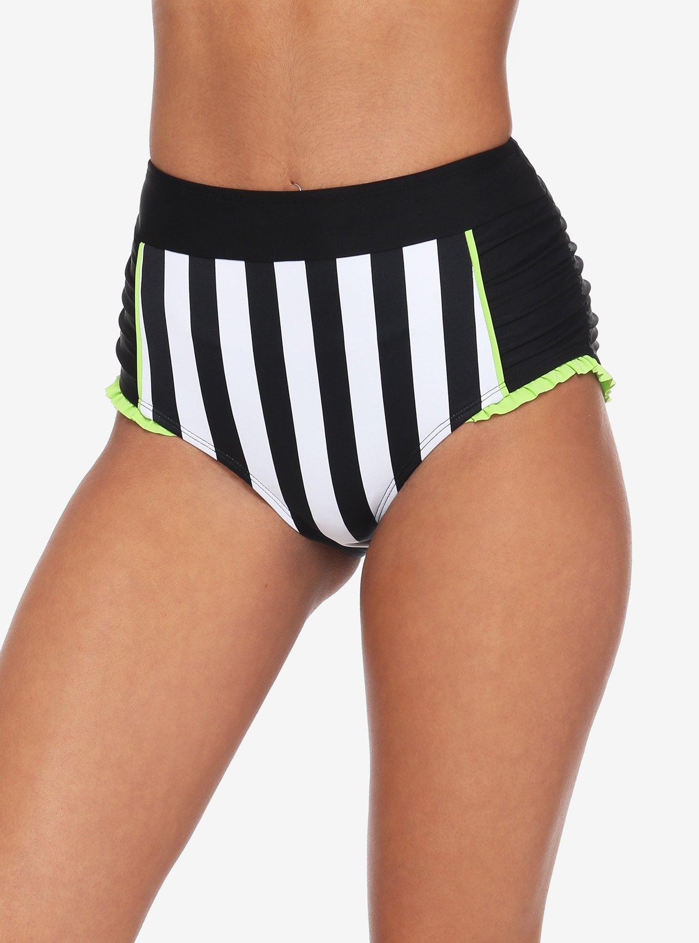 Beetlejuice Stripe High-Waisted Swim Bottoms, MULTI, hi-res