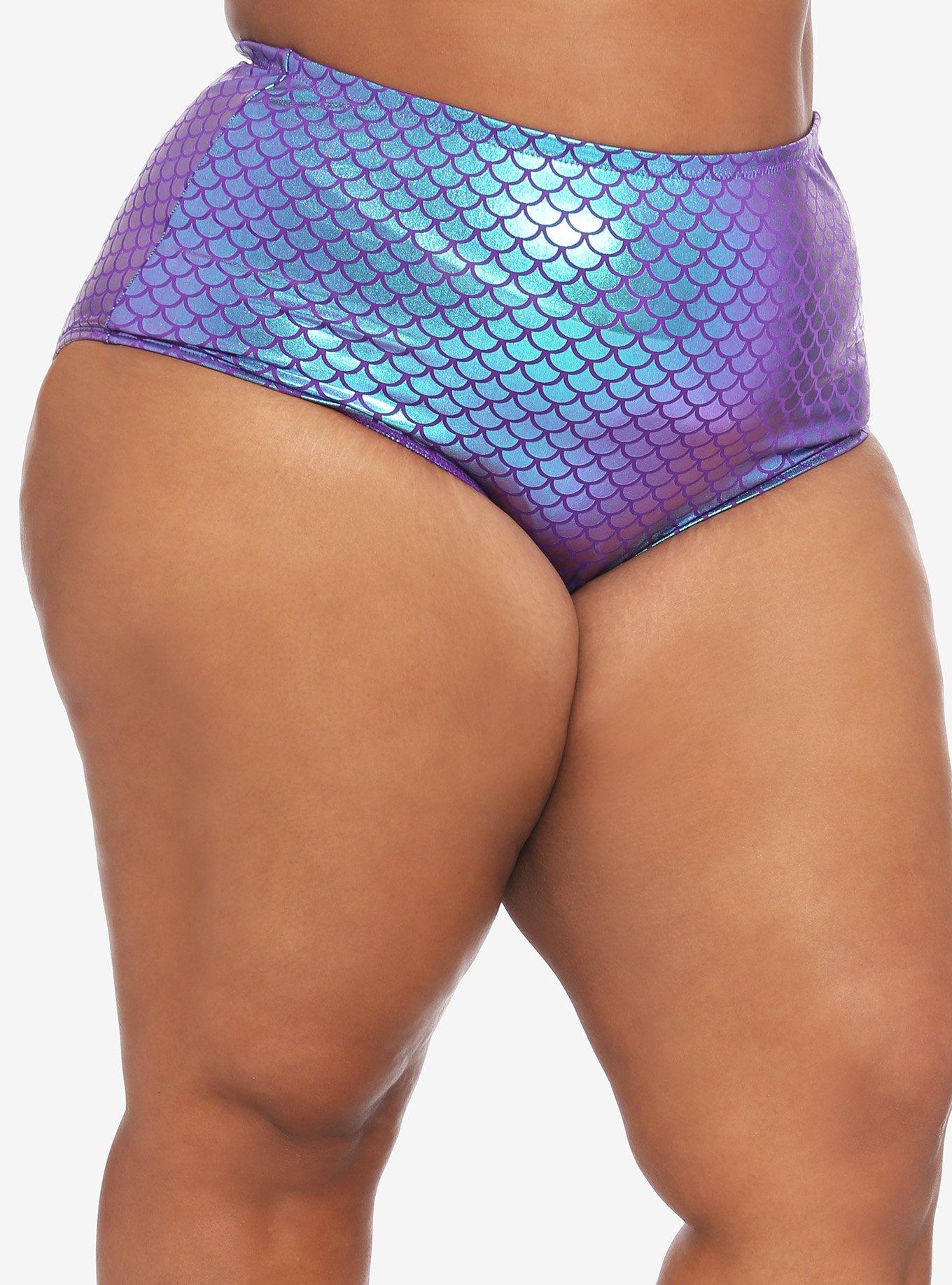 Disney The Little Mermaid Ariel High-Waisted Swim Bottoms Plus Size, TEAL, hi-res