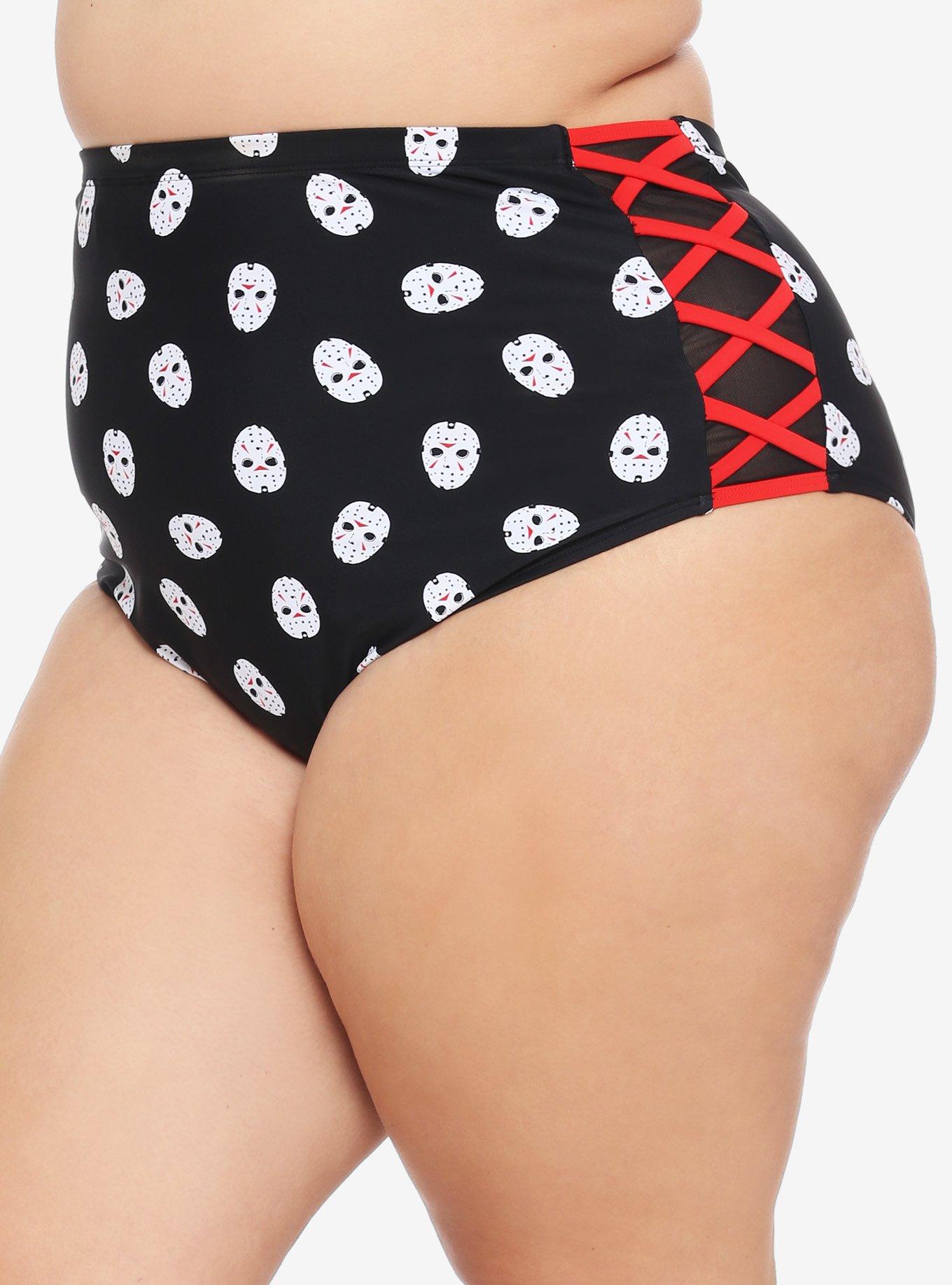 Friday The 13th Jason Mask High-Waisted Swim Bottoms Plus Size, MULTI, hi-res