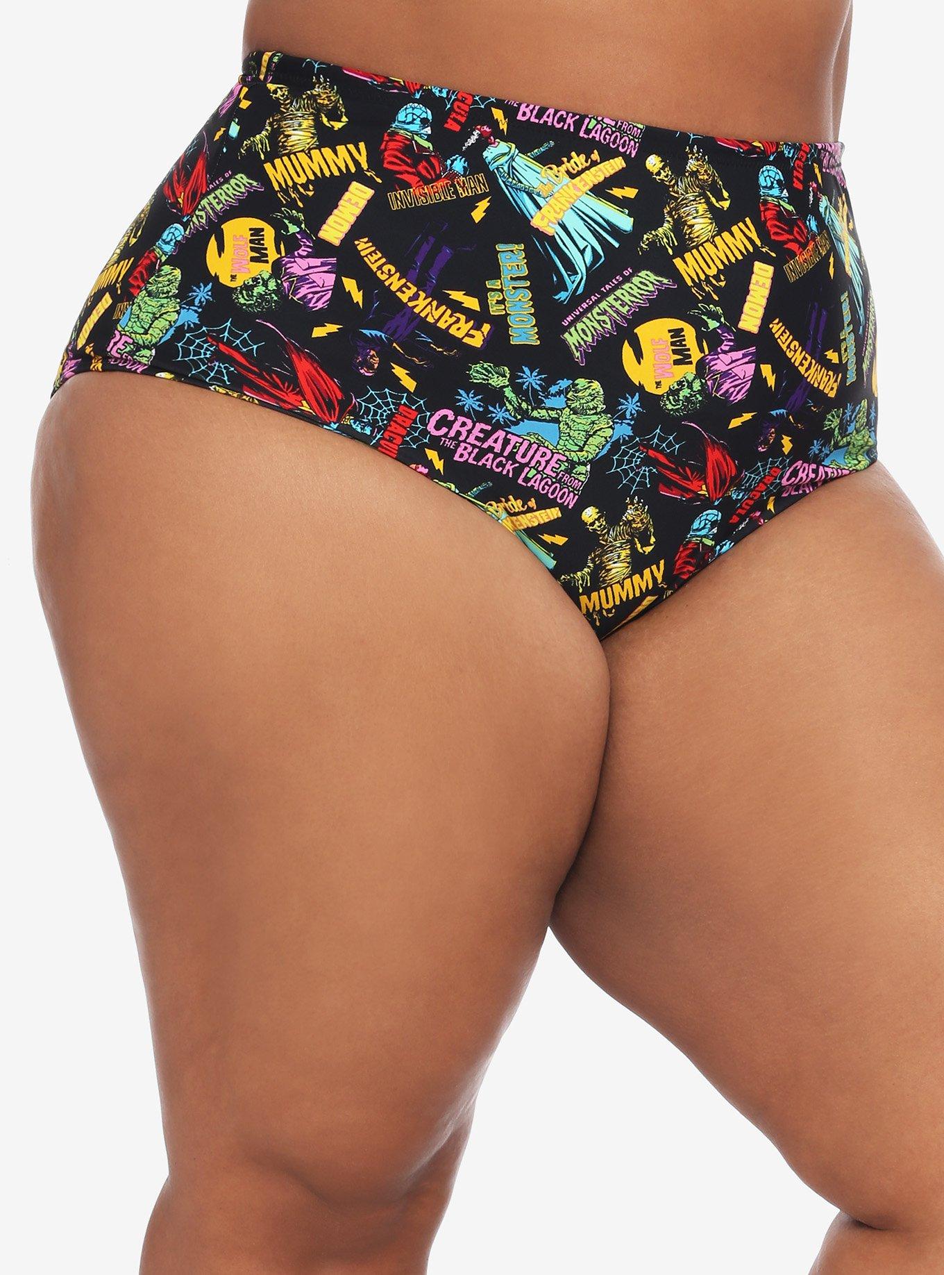 Universal Monsters High Waisted Swim Bottoms Plus Size, MULTI, hi-res