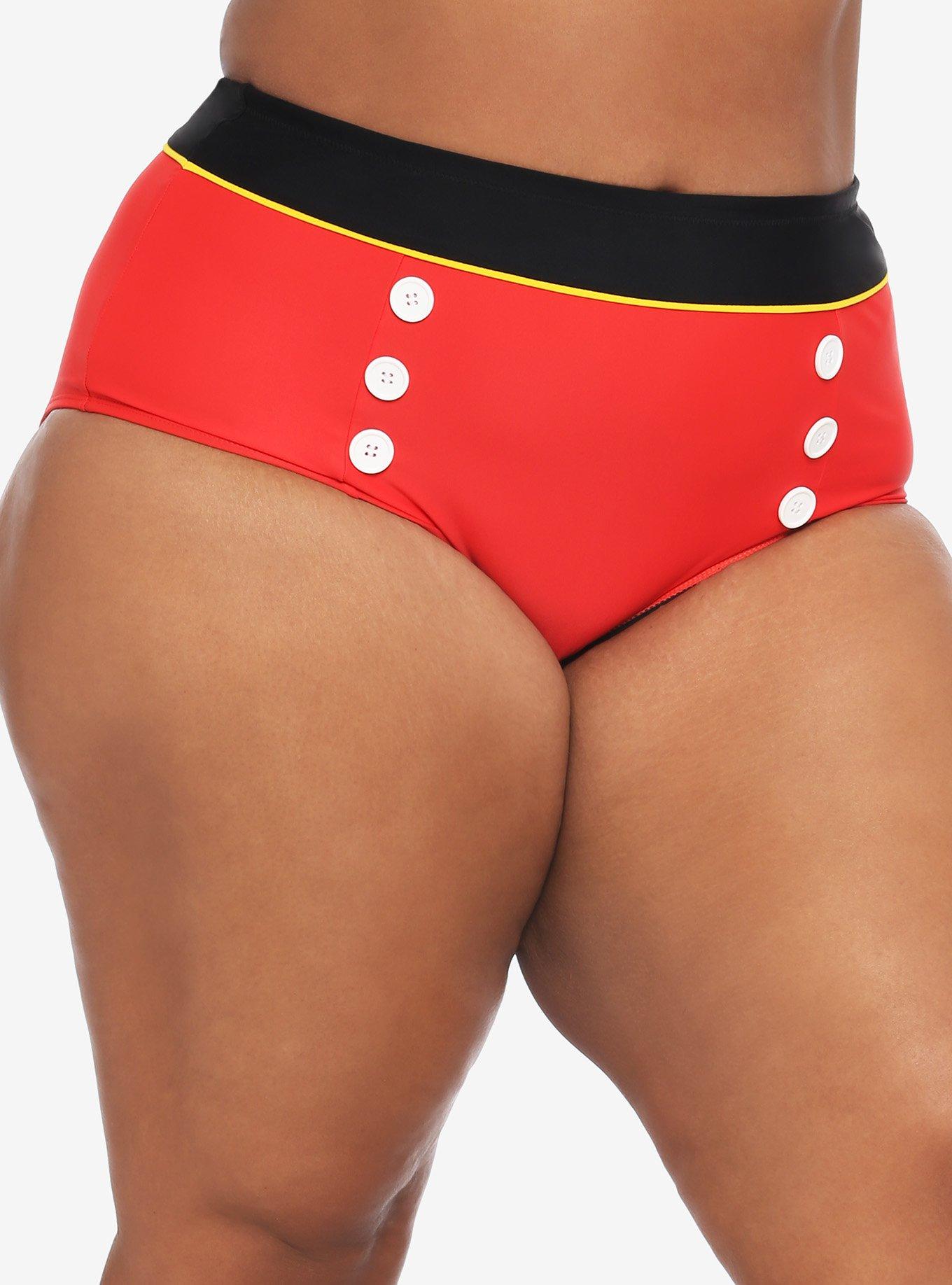 Disney Mickey Mouse High-Waisted Swim Bottoms Plus Size, MULTI, hi-res