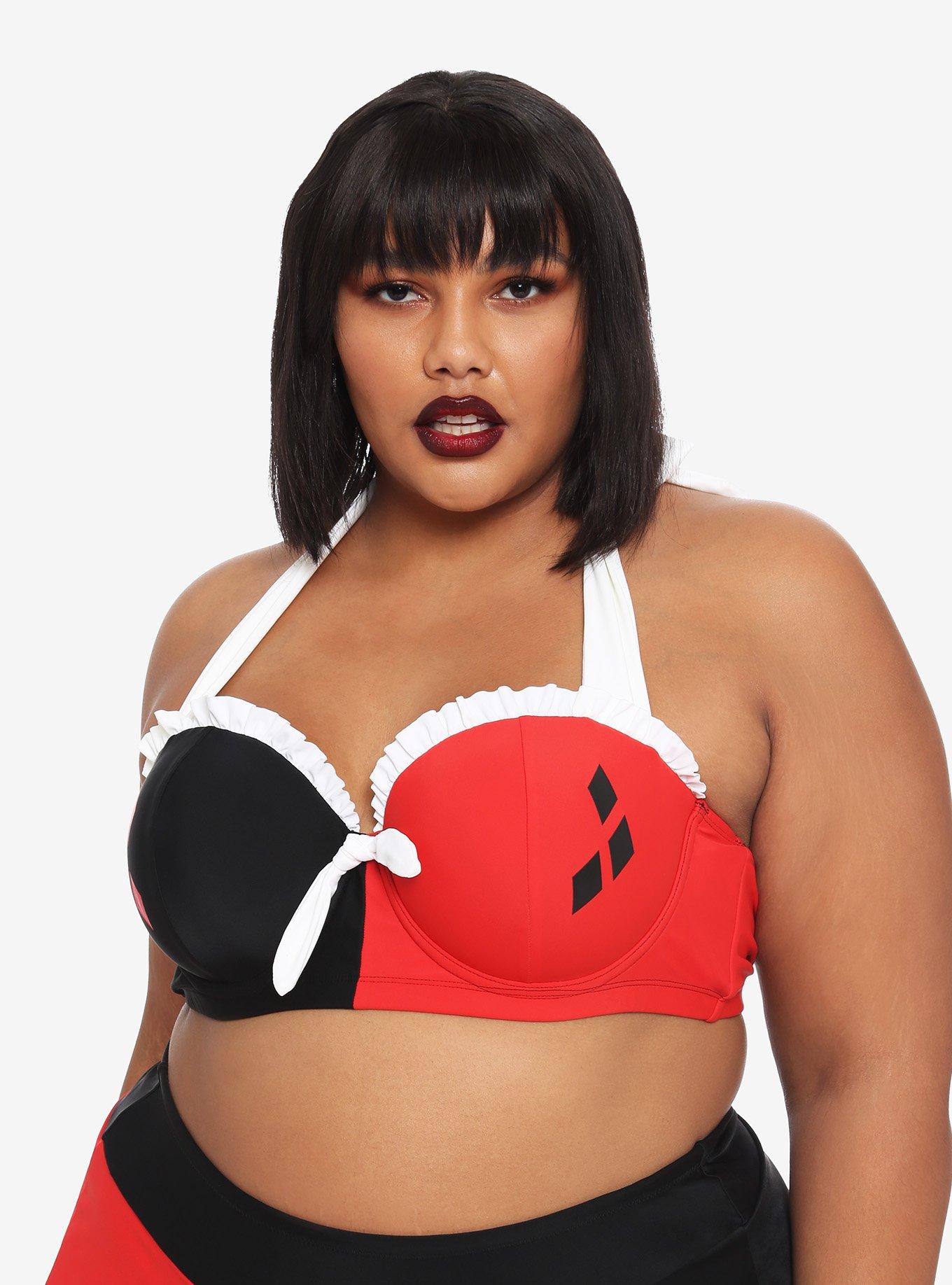 DC Comics Harley Quinn Halter Swim Top Plus Size, MULTI, hi-res