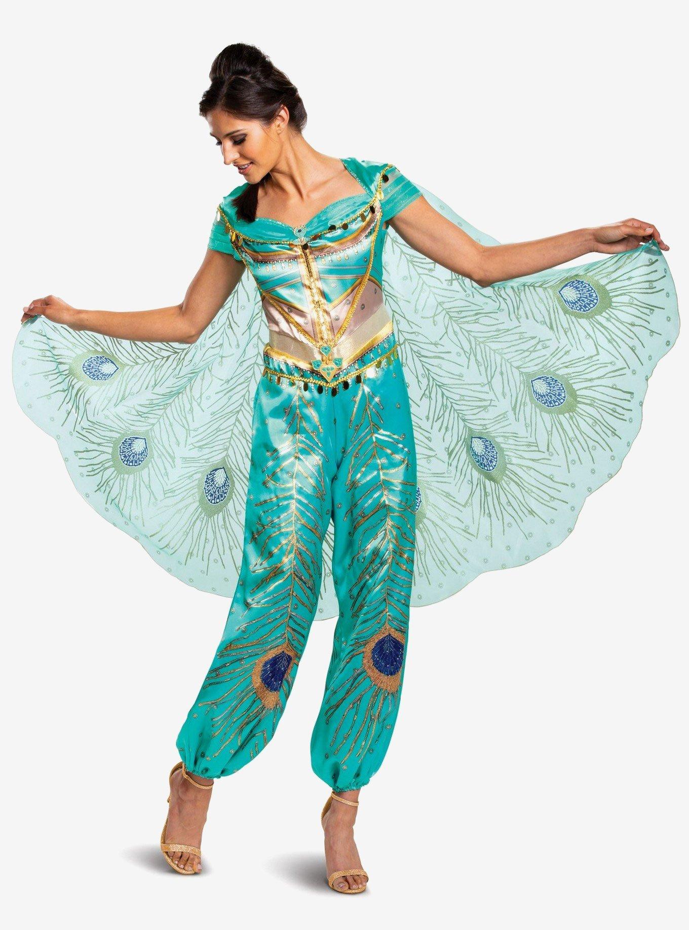 Disney Aladdin Jasmine Teal Deluxe Costume, BLUE, hi-res